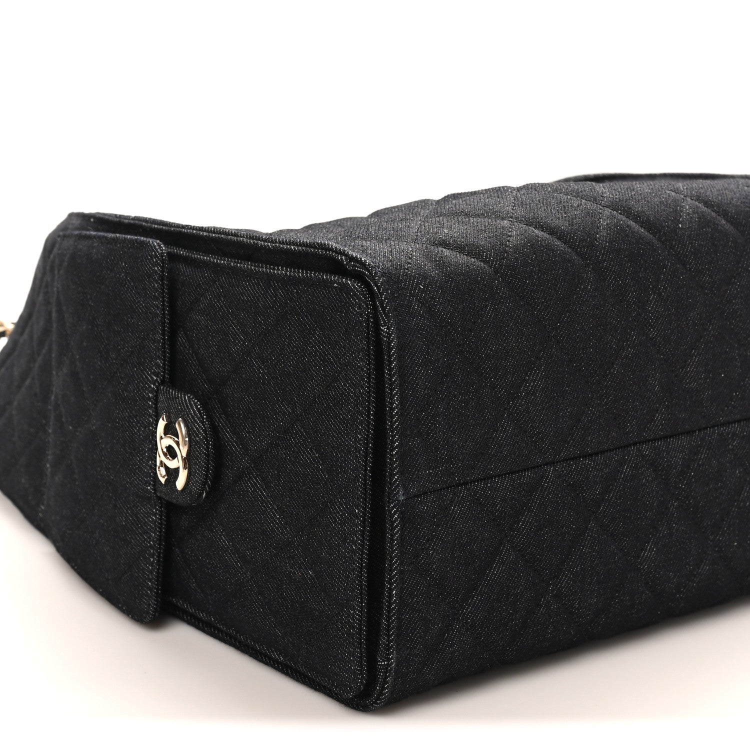 Denim Quilted Medium Chanel 25 Handbag Dark Blue