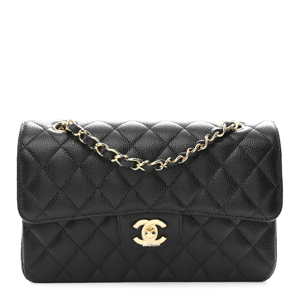 Caviar Quilted Small Double Flap Black