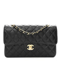 Caviar Quilted Small Double Flap Black