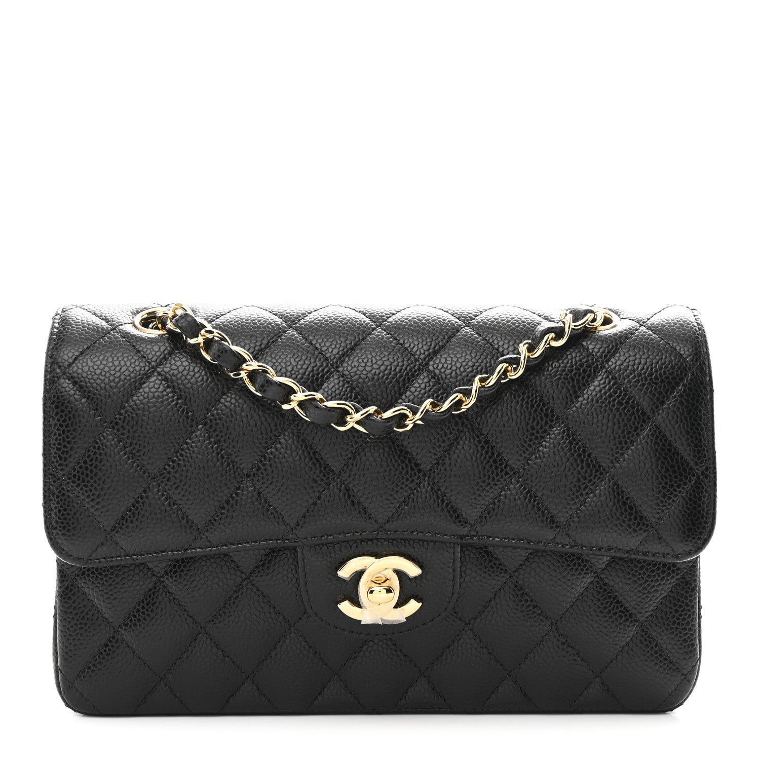 Caviar Quilted Small Double Flap Black