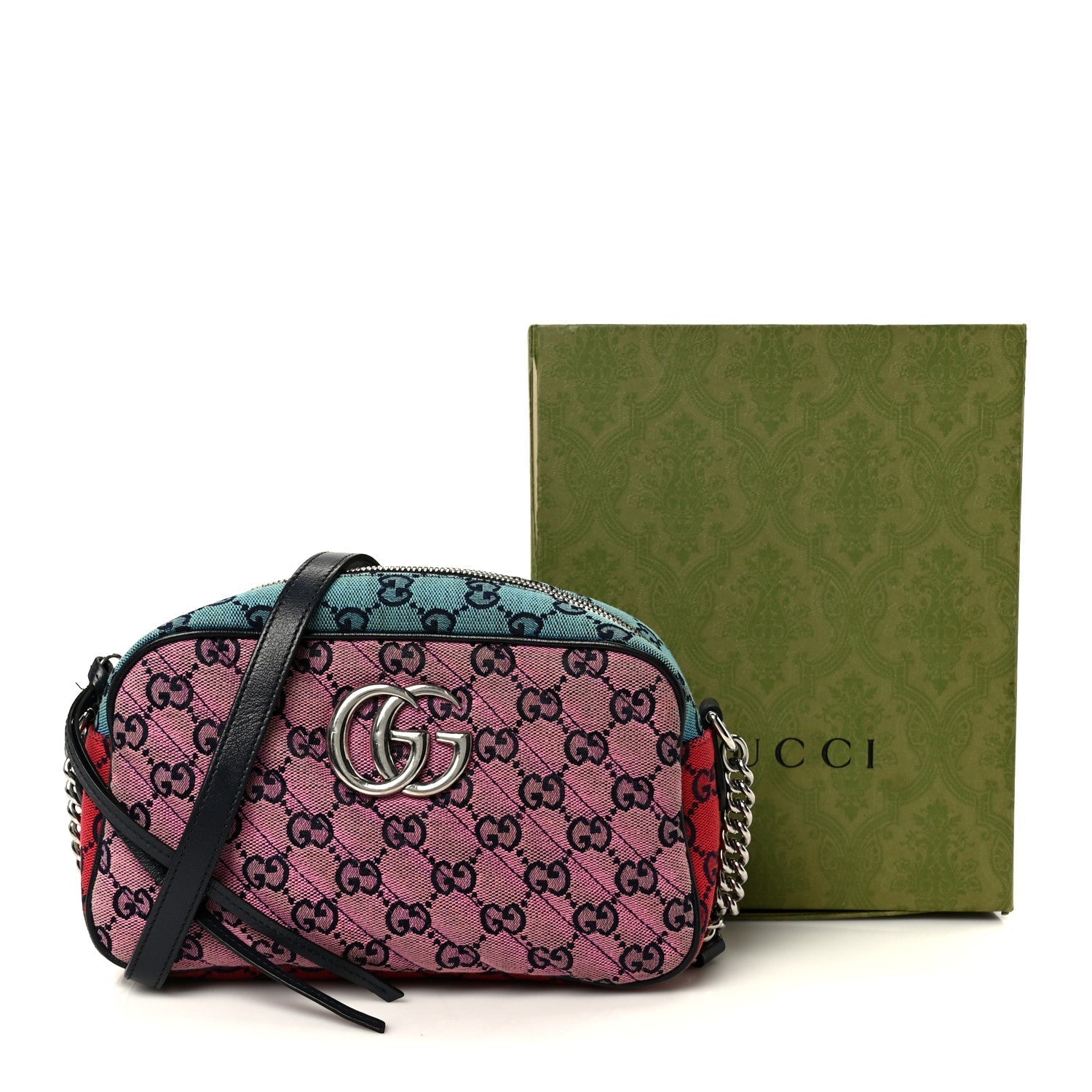 Monogram Multicolor Matelasse Diagonal Small GG Marmont Chain Shoulder Bag Pink Blue Green Red Light Blue