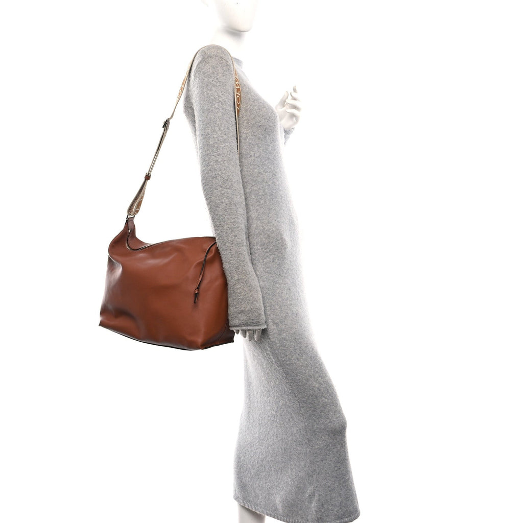 Supple Smooth Calfskin Jacquard Cubi Crossbody Bag Tan