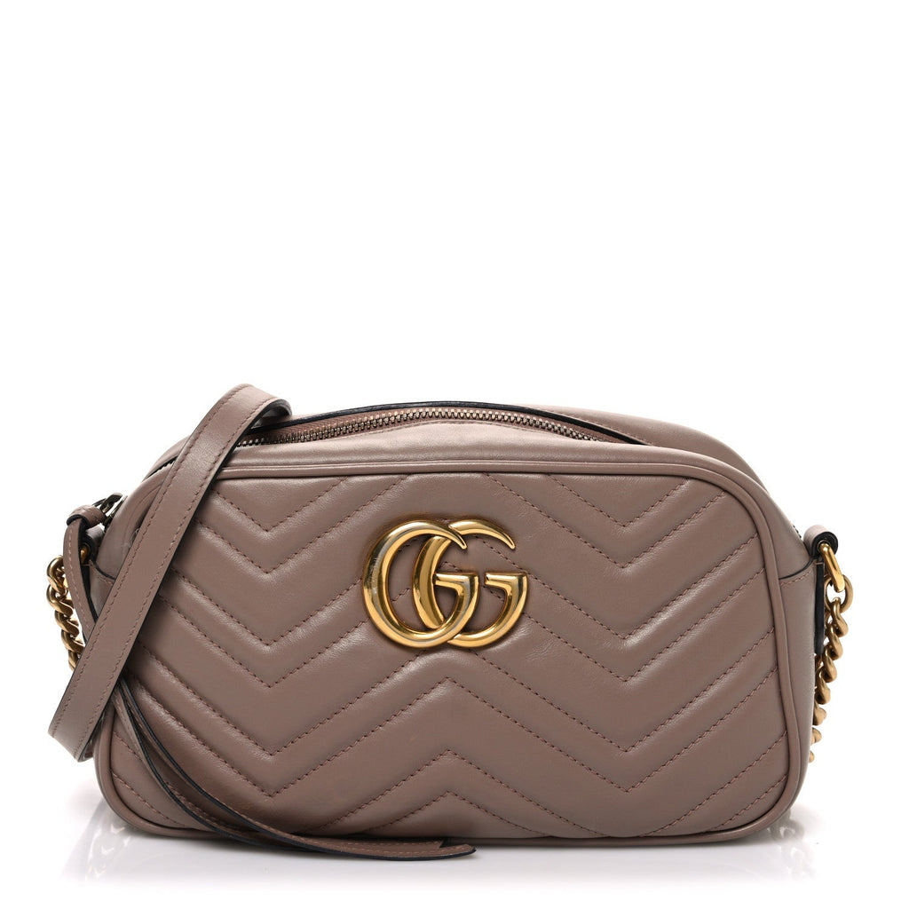 Calfskin Matelasse Small GG Marmont Chain Shoulder Bag Porcelain Rose