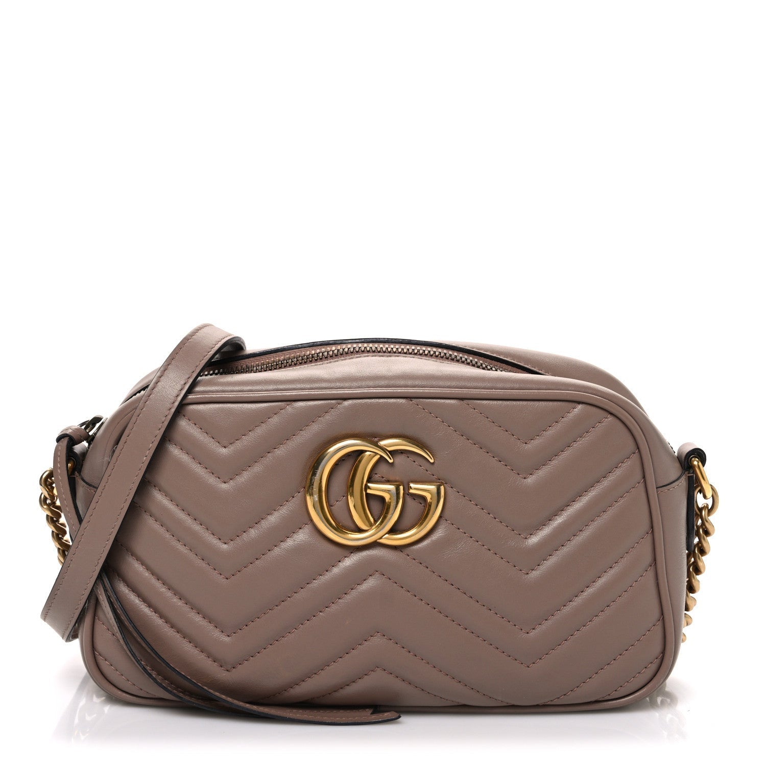 Calfskin Matelasse Small GG Marmont Chain Shoulder Bag Porcelain Rose