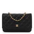 Caviar Quilted Wallet on Chain WOC Black