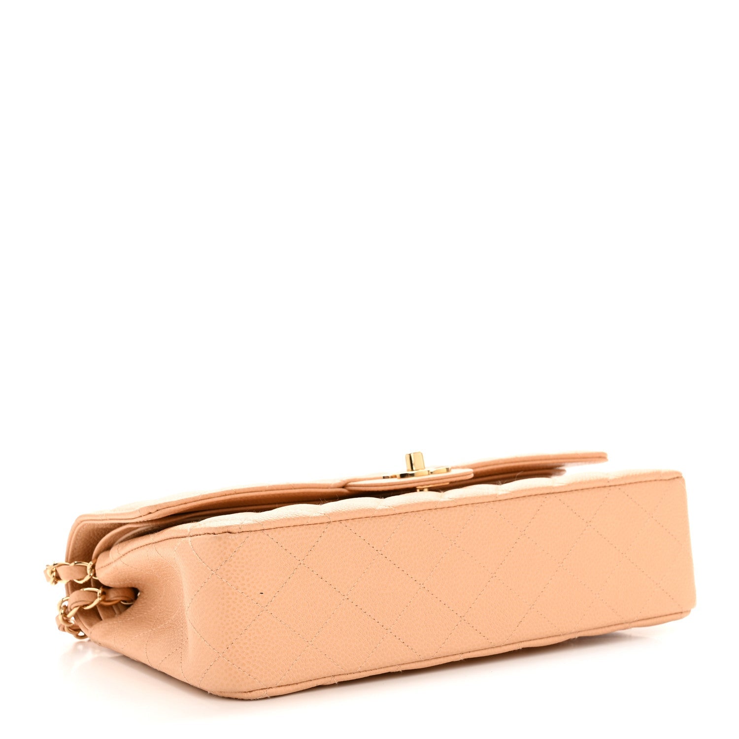 Caviar Quilted Medium Double Flap Beige Clair