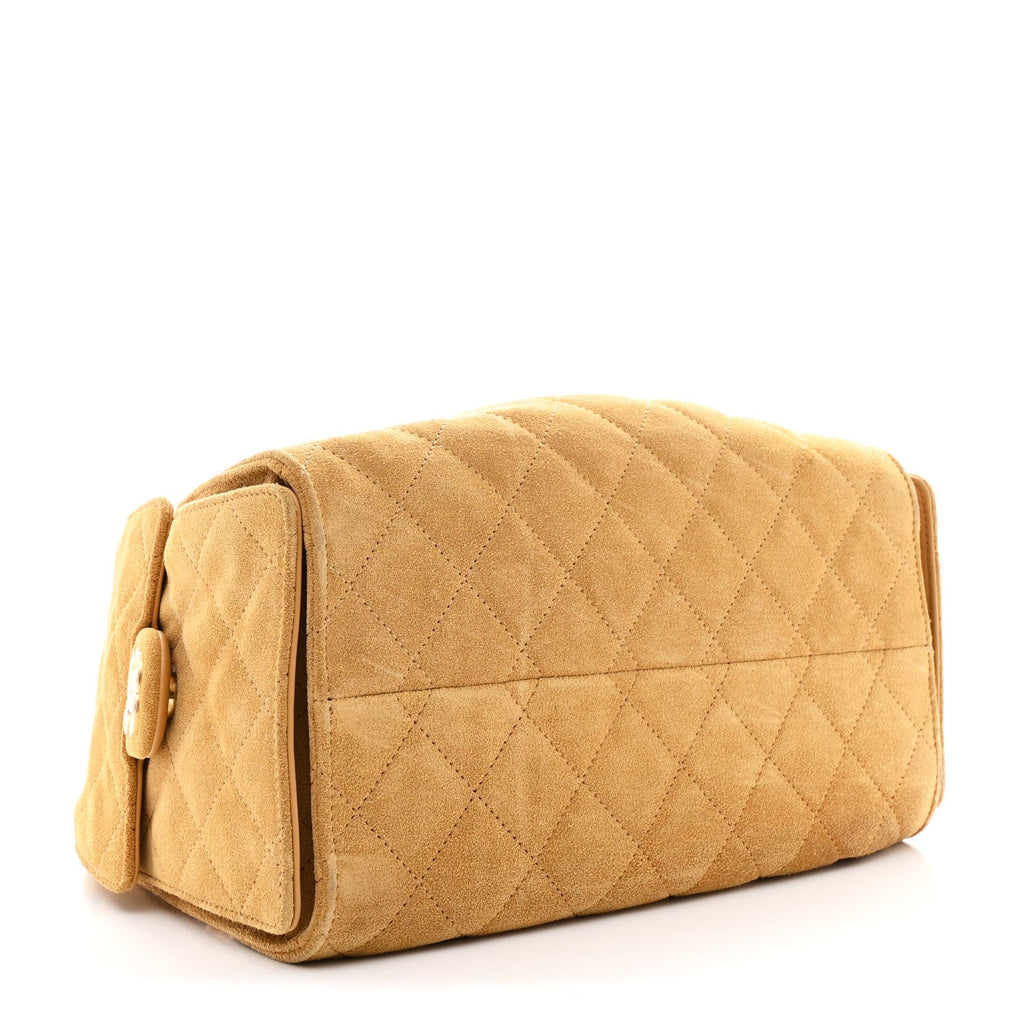 Suede Quilted Small Chanel 25 Handbag Beige