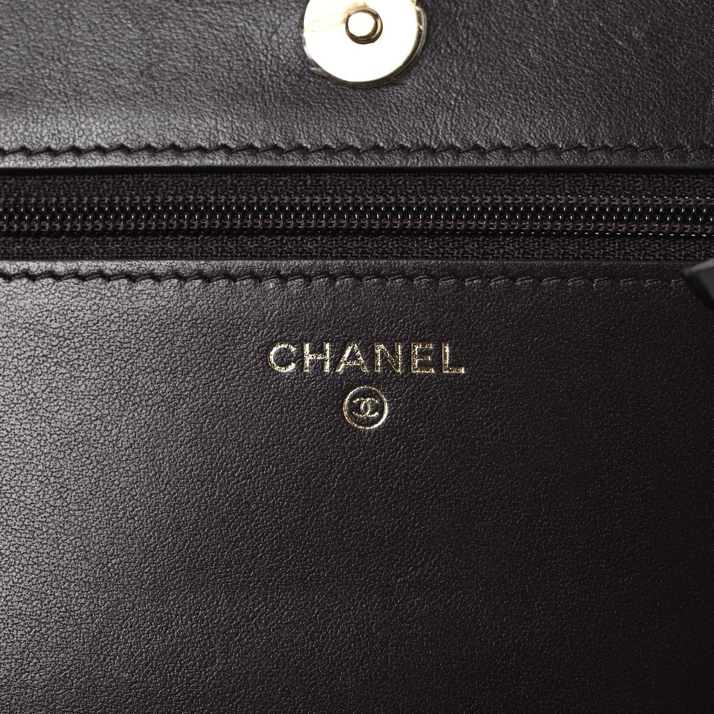 Caviar Quilted Boy Wallet On Chain WOC Dark Brown