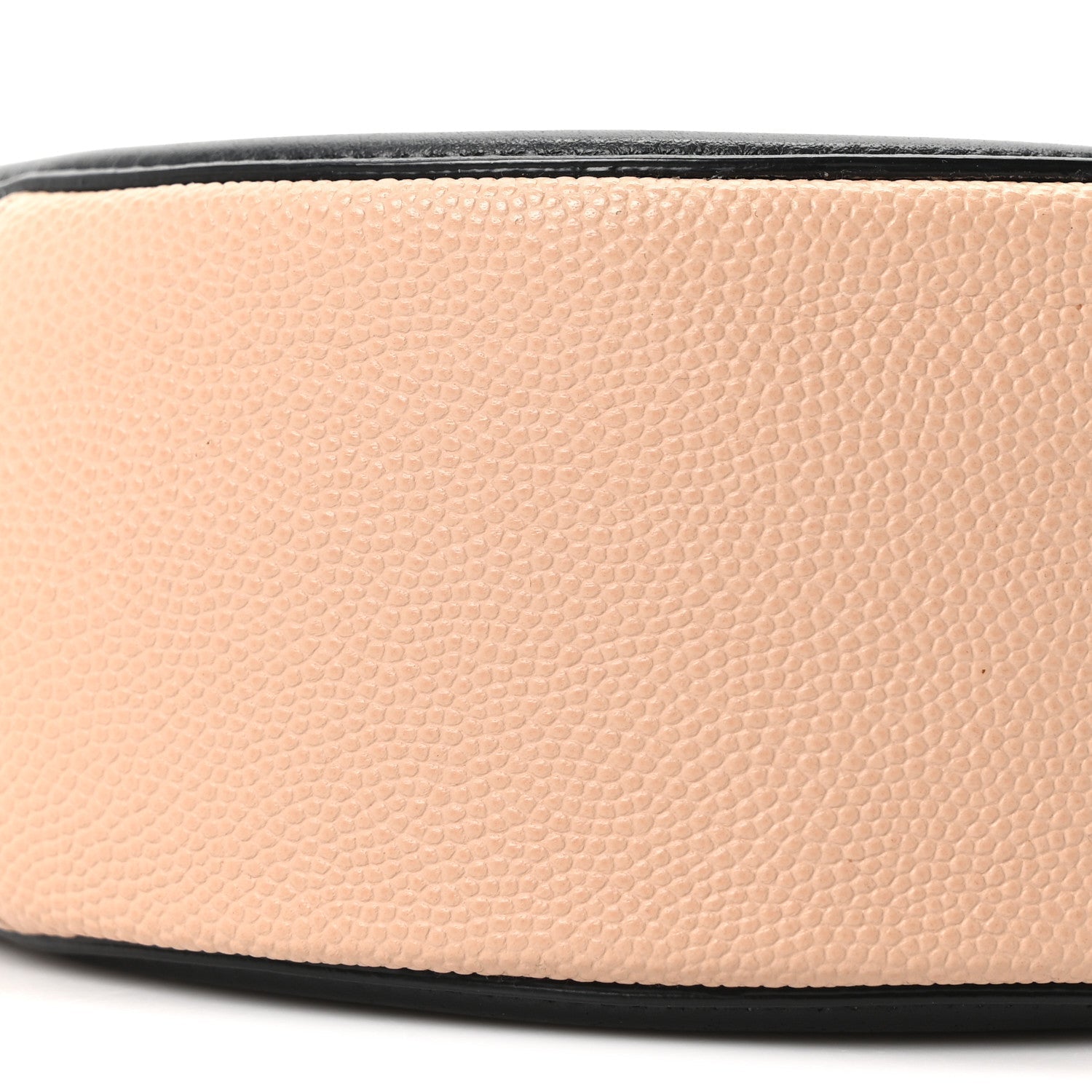 Caviar Quilted Round Filigree Crossbody Beige Black
