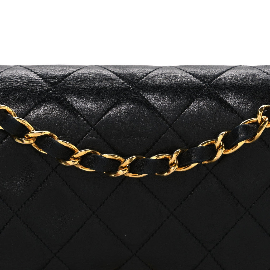 Lambskin Quilted Small Double Flap Black