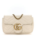 Calfskin Matelasse Super Mini GG Marmont Shoulder Bag White