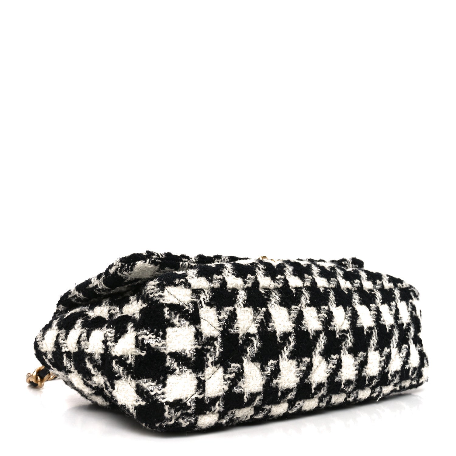 Tweed Quilted Maxi Chanel 19 Flap Black Ecru White