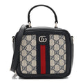 GG Supreme Monogram Mini Ophidia Top Handle Square Shoulder Bag Beige Blue