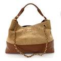 Suede Calfskin Shiny Lambskin Quilted Small Coco Base Shopping Bag Beige Brown