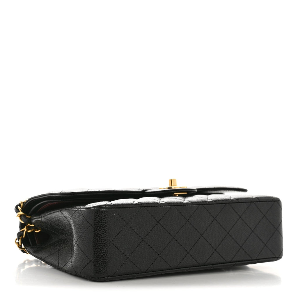 Caviar Quilted Medium Double Flap Black