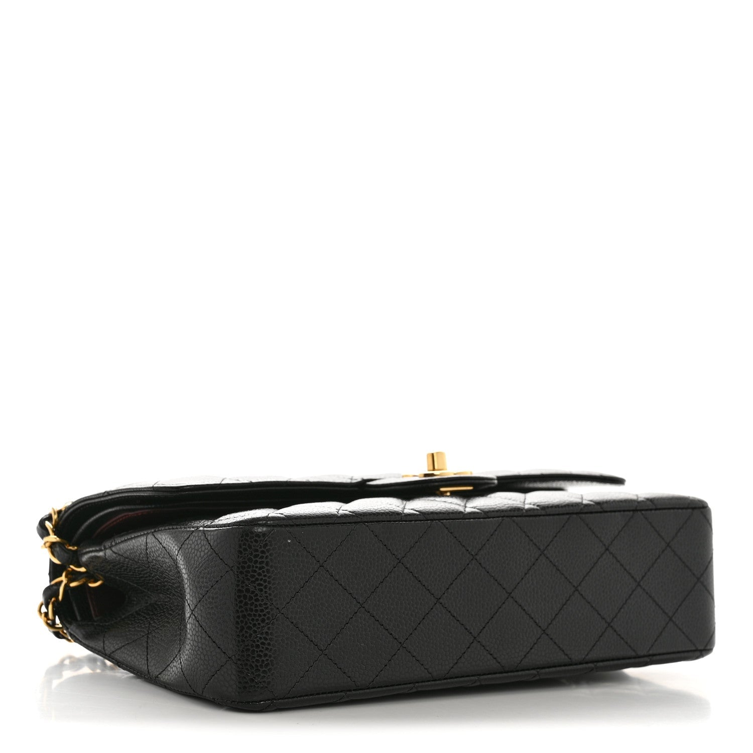 Caviar Quilted Medium Double Flap Black
