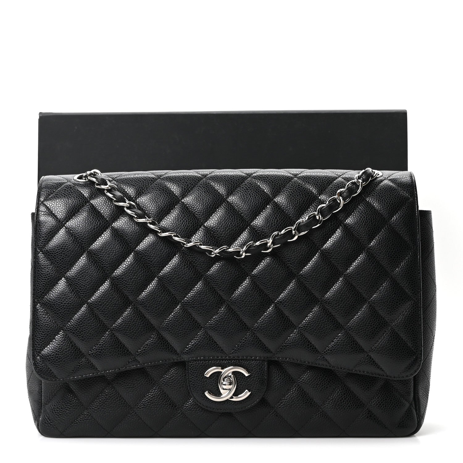 Caviar Quilted Maxi Double Flap Black