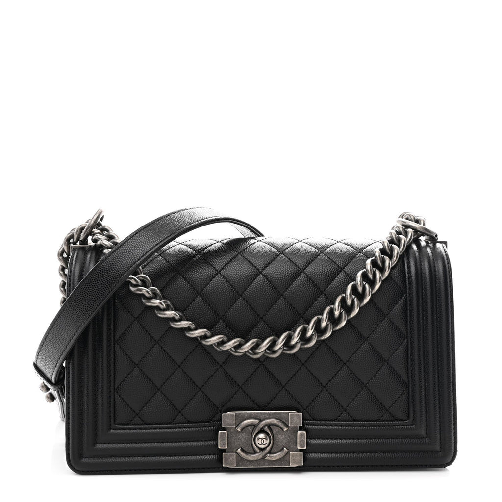 Caviar Quilted Medium Boy Flap Black