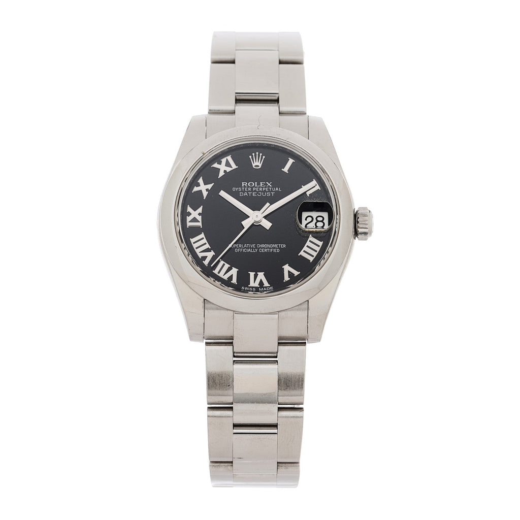 Stainless Steel 31mm Oyster Perpetual Datejust Watch Black Roman 178240