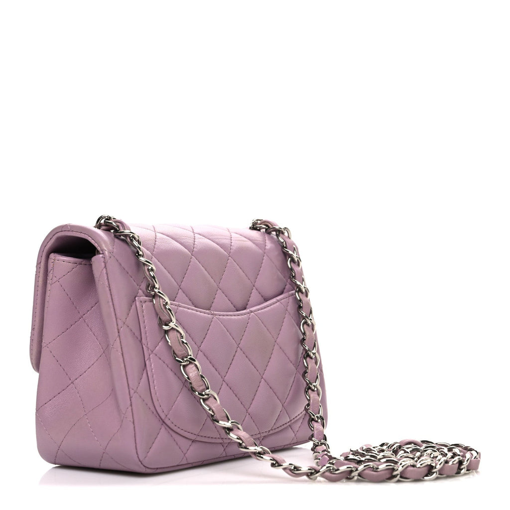Lambskin Quilted Mini Square Flap Purple