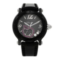 Stainless Steel Rubber Diamond Pink Sapphire 38mm Happy Sport Apple Quartz Watch Black
