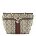 GG Supreme Monogram Web Ophidia Chain Shoulder Bag Brown
