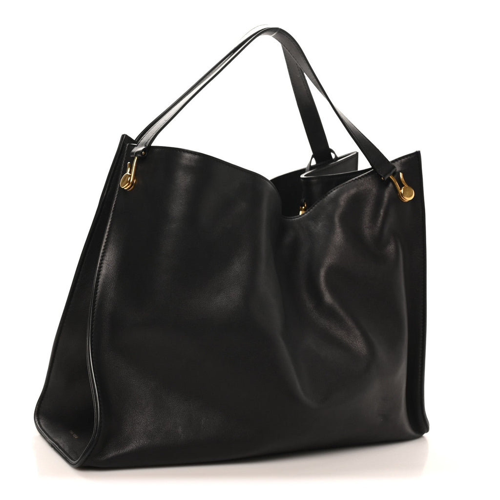 Polished Saddle Calfskin Alexia Bag Black
