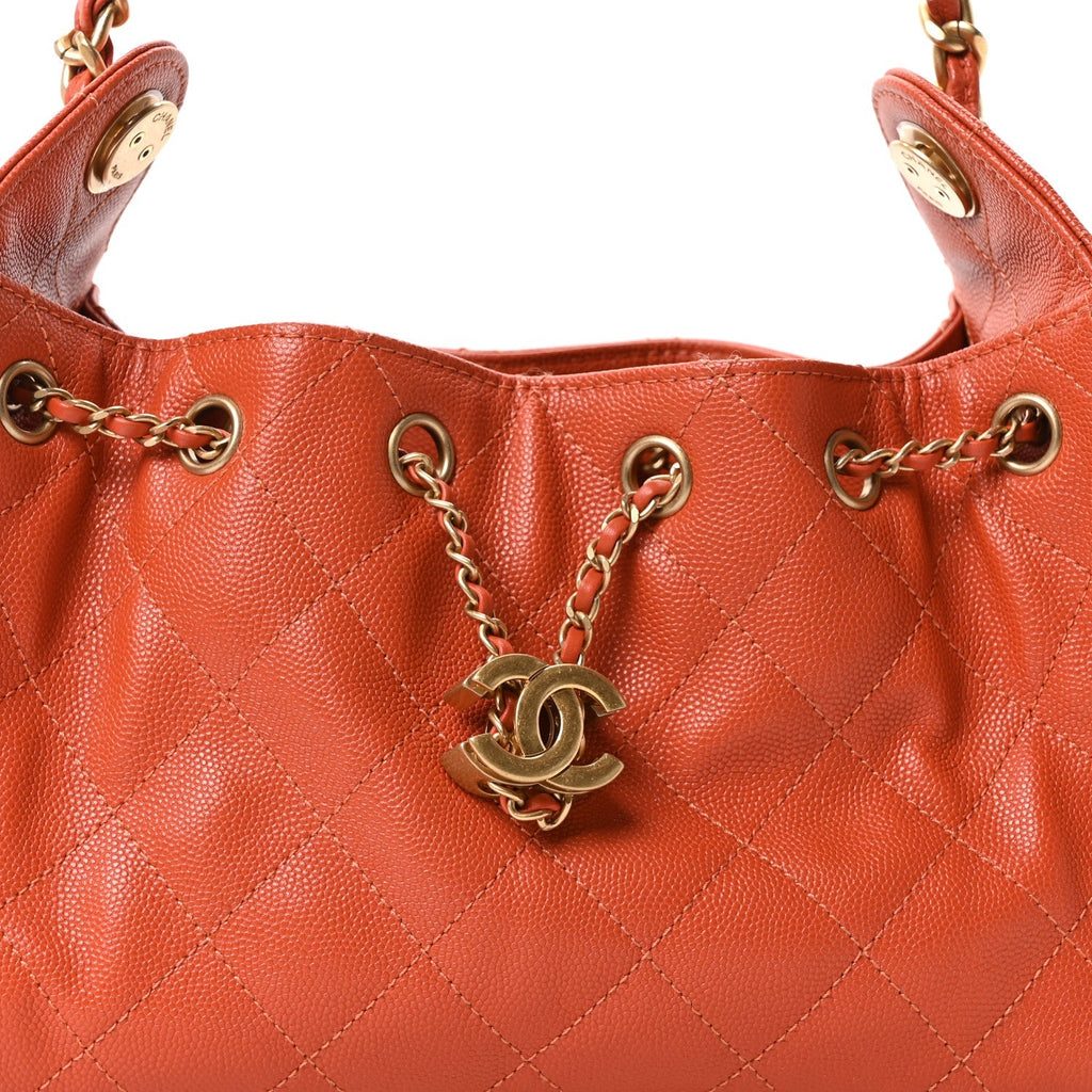 Caviar Quilted Mini Chanel 25 Handbag Dark Orange