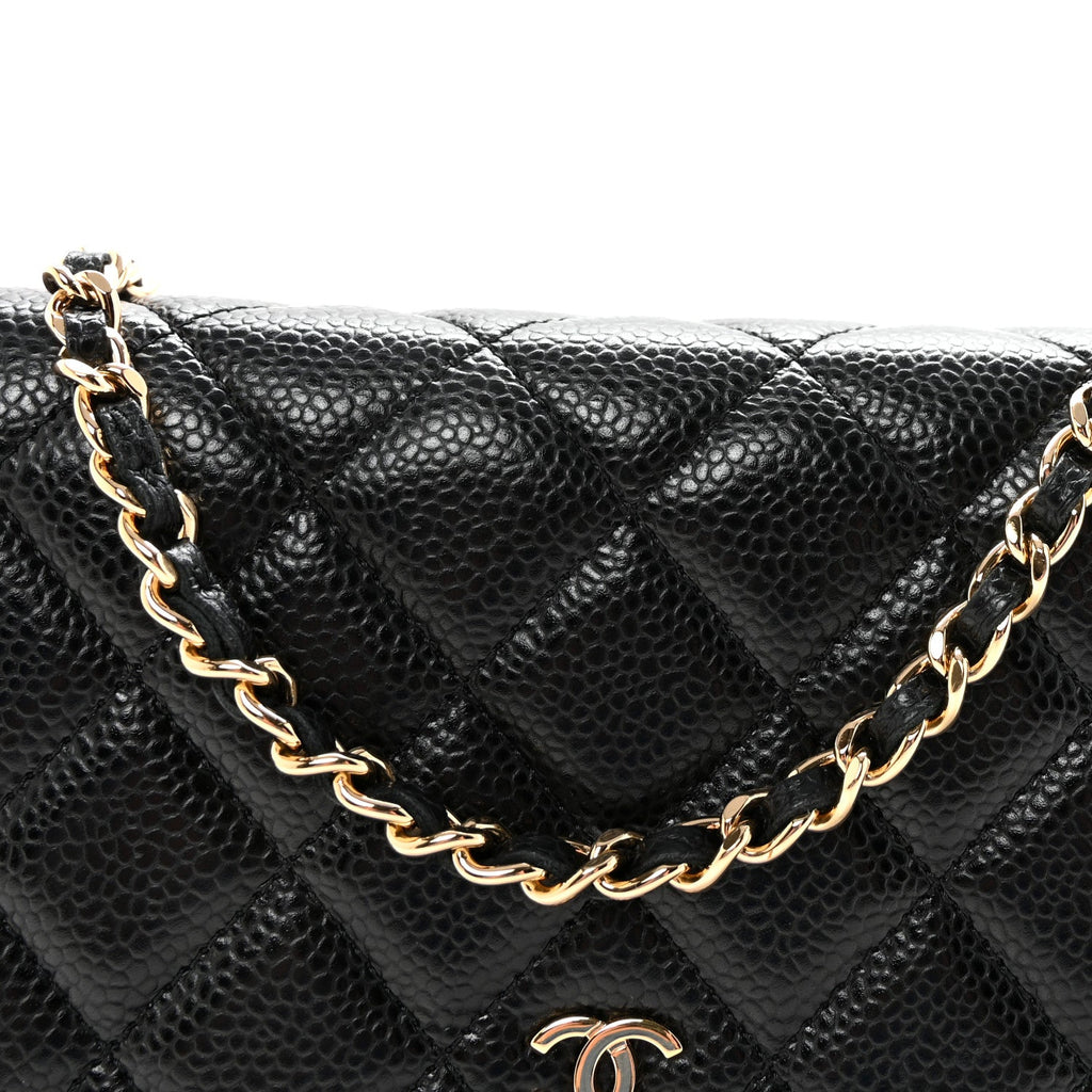 Caviar Quilted Wallet on Chain WOC Black