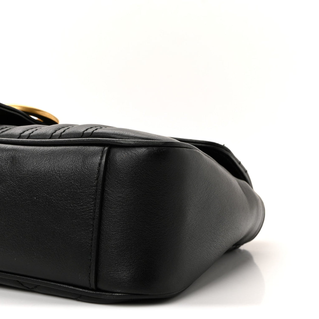 Calfskin Matelasse Small GG Marmont Shoulder Bag Black
