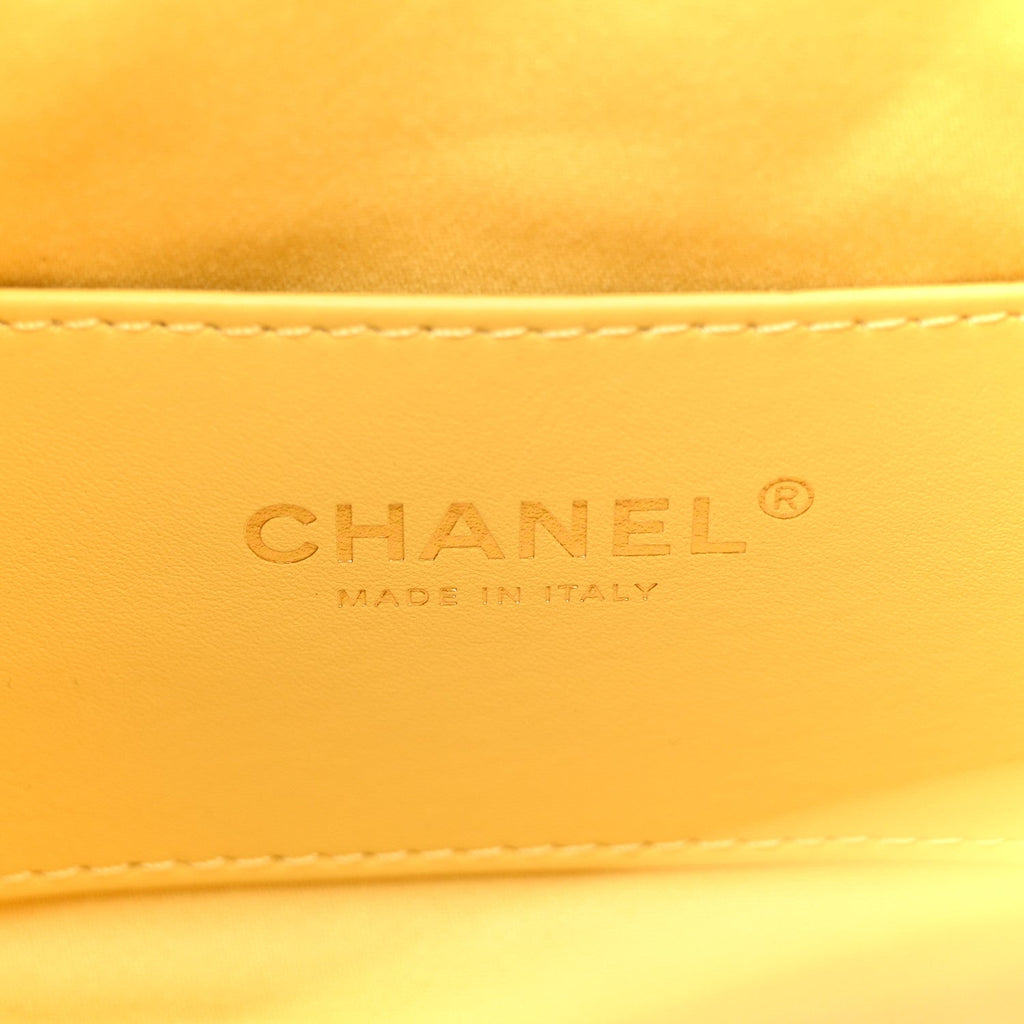 Suede Quilted Mini Chanel 25 Handbag Yellow