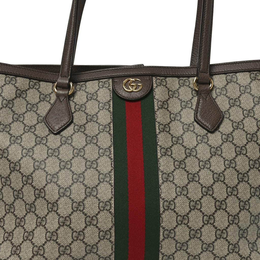 GG Supreme Monogram Medium Ophidia Shopping Tote Brown