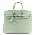 Matte Alligator Birkin Sellier 25 Vert D'eau