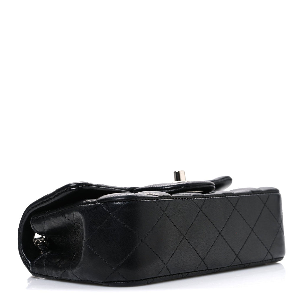 Lambskin Quilted Extra Mini Rectangular Flap Black