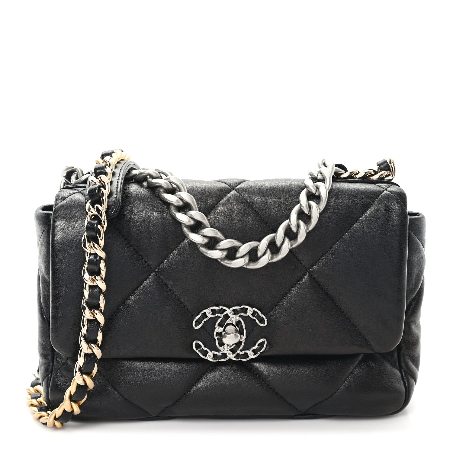 Lambskin Quilted Medium Chanel 19 Flap Black