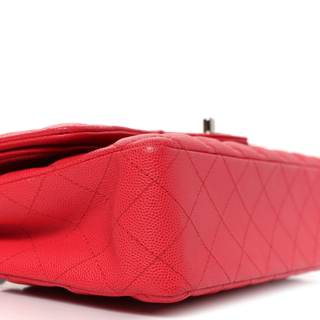 Caviar Quilted Medium Double Flap Dark Pink