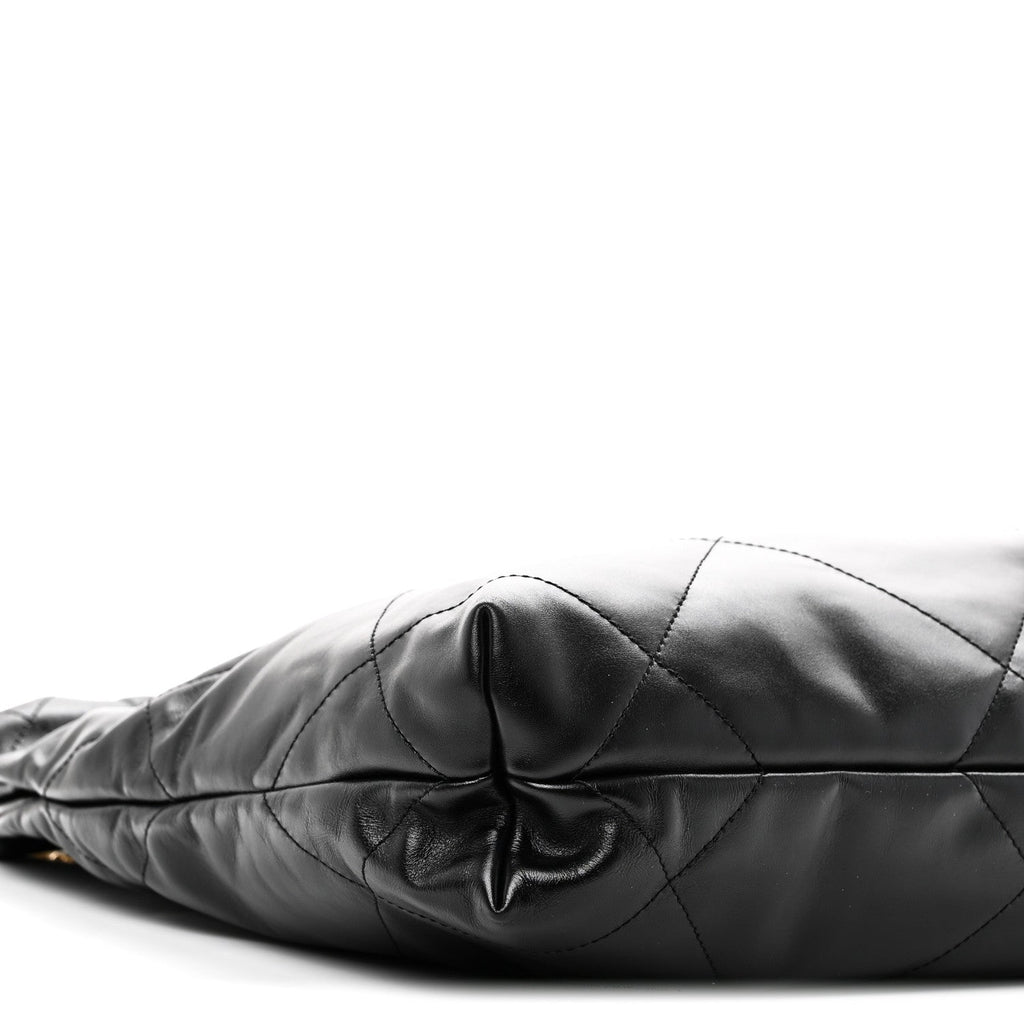 Shiny Calfskin Quilted Small Chanel 22 Black