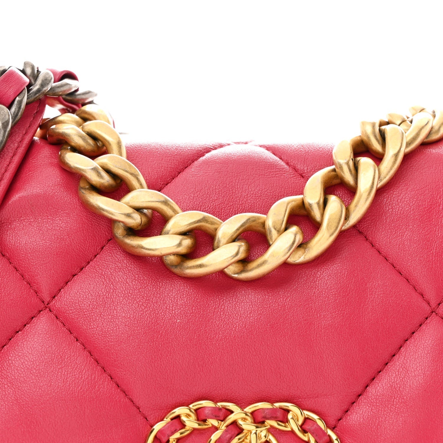 Lambskin Quilted Medium Chanel 19 Flap Dark Pink