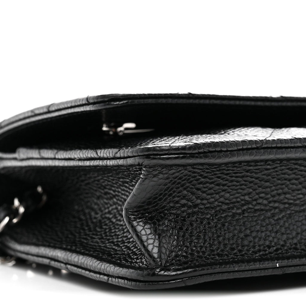 Caviar Quilted Wallet on Chain WOC Black