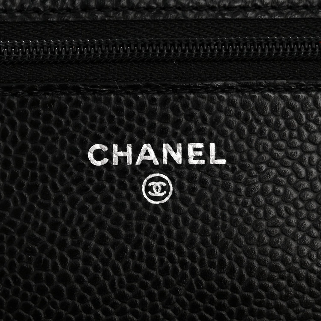 Caviar Quilted Wallet on Chain WOC Black