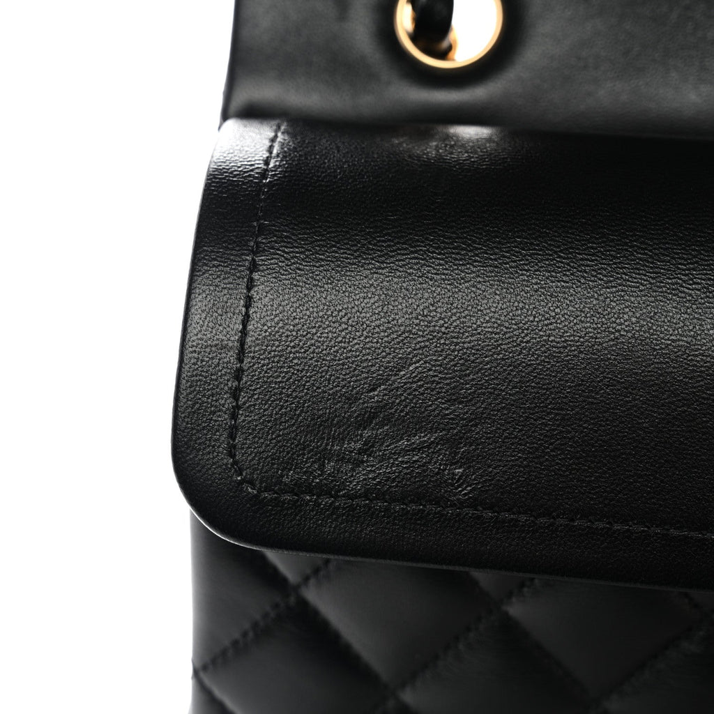 Lambskin Quilted Small Double Flap Black