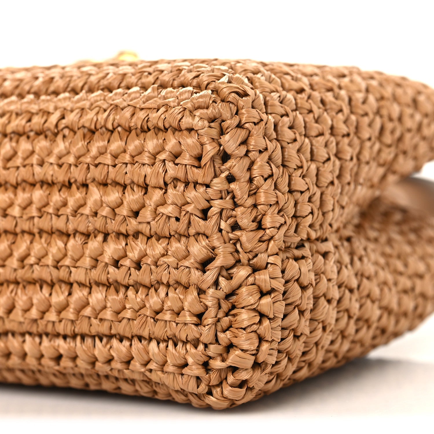 Braided Raffia Nano Kelly Flap Bag Dark Beige