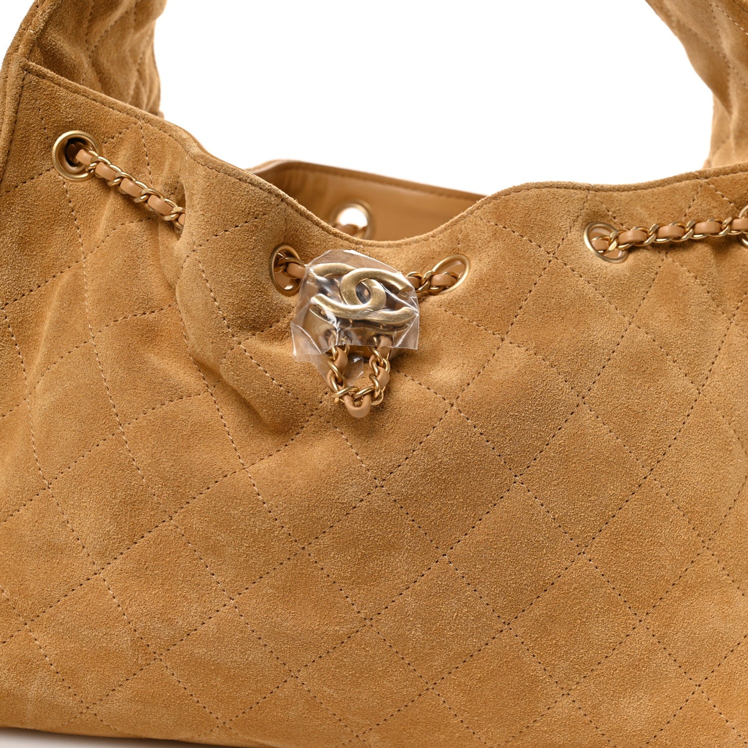 Suede Quilted Small Chanel 25 Handbag Beige
