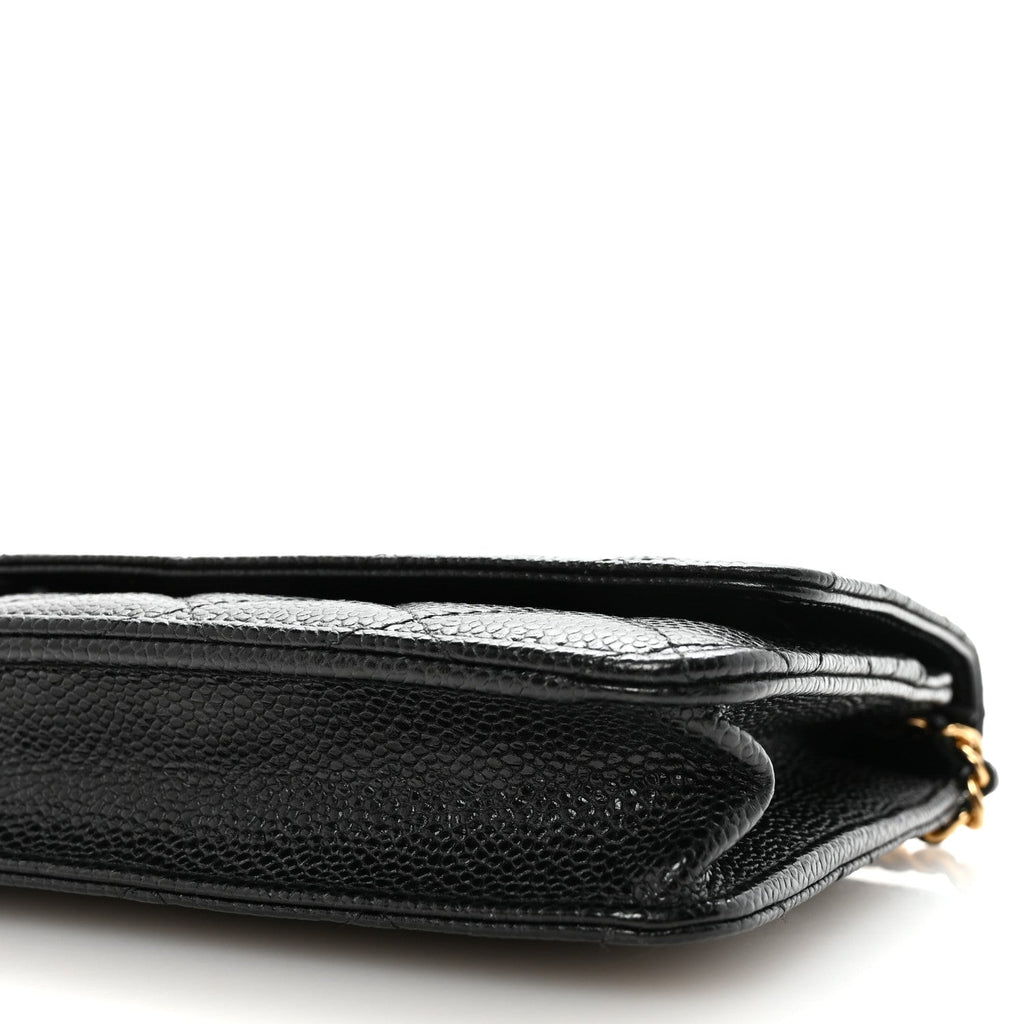 Caviar Quilted Wallet on Chain WOC Black