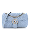 Calfskin Matelasse Small GG Marmont Shoulder Bag Porcelain Light Blue