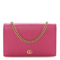 Dollar Calfskin Mini GG Marmont Chain Wallet Box Pink