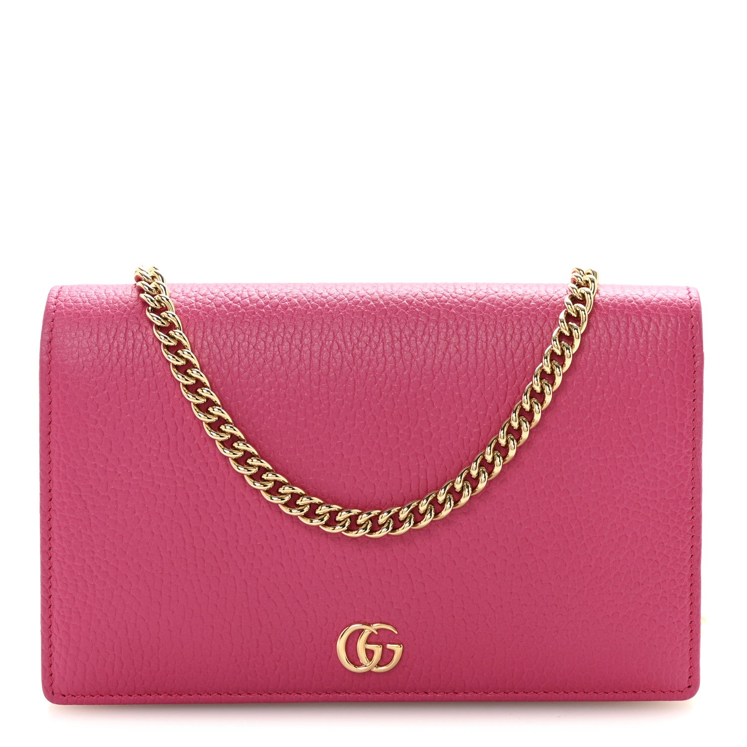 Dollar Calfskin Mini GG Marmont Chain Wallet Box Pink
