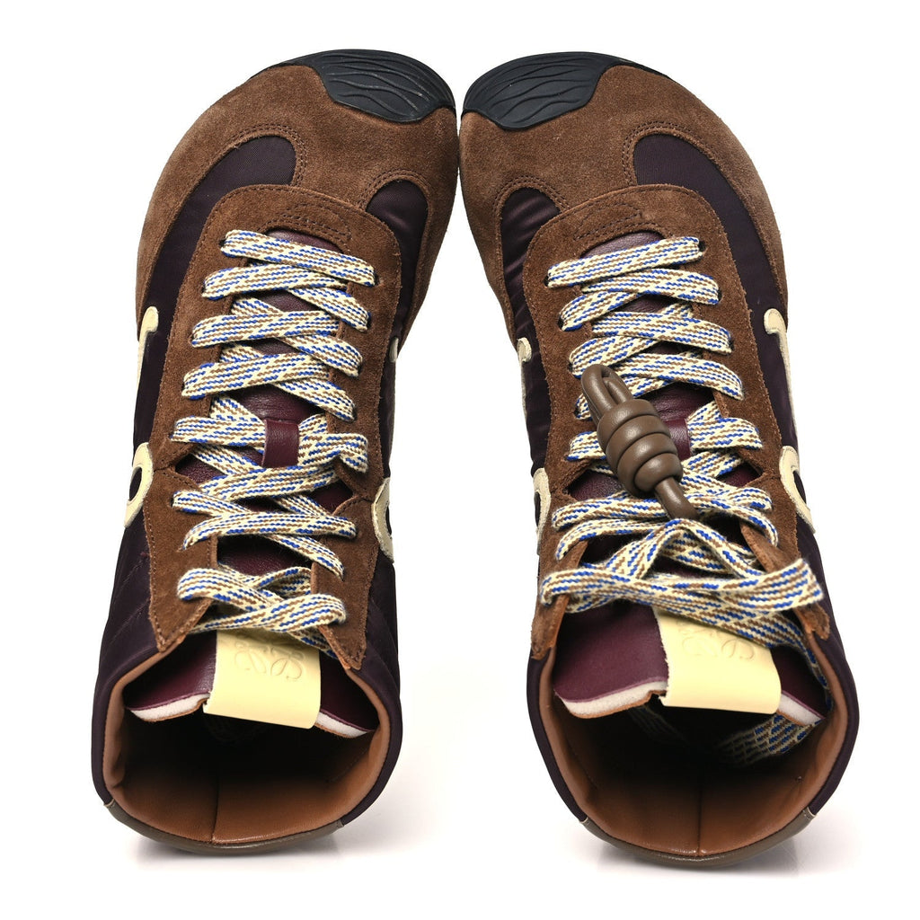 Nylon Suede Flow Runner 2.0 High Top Sneakers 37 Brown Yellow Blue