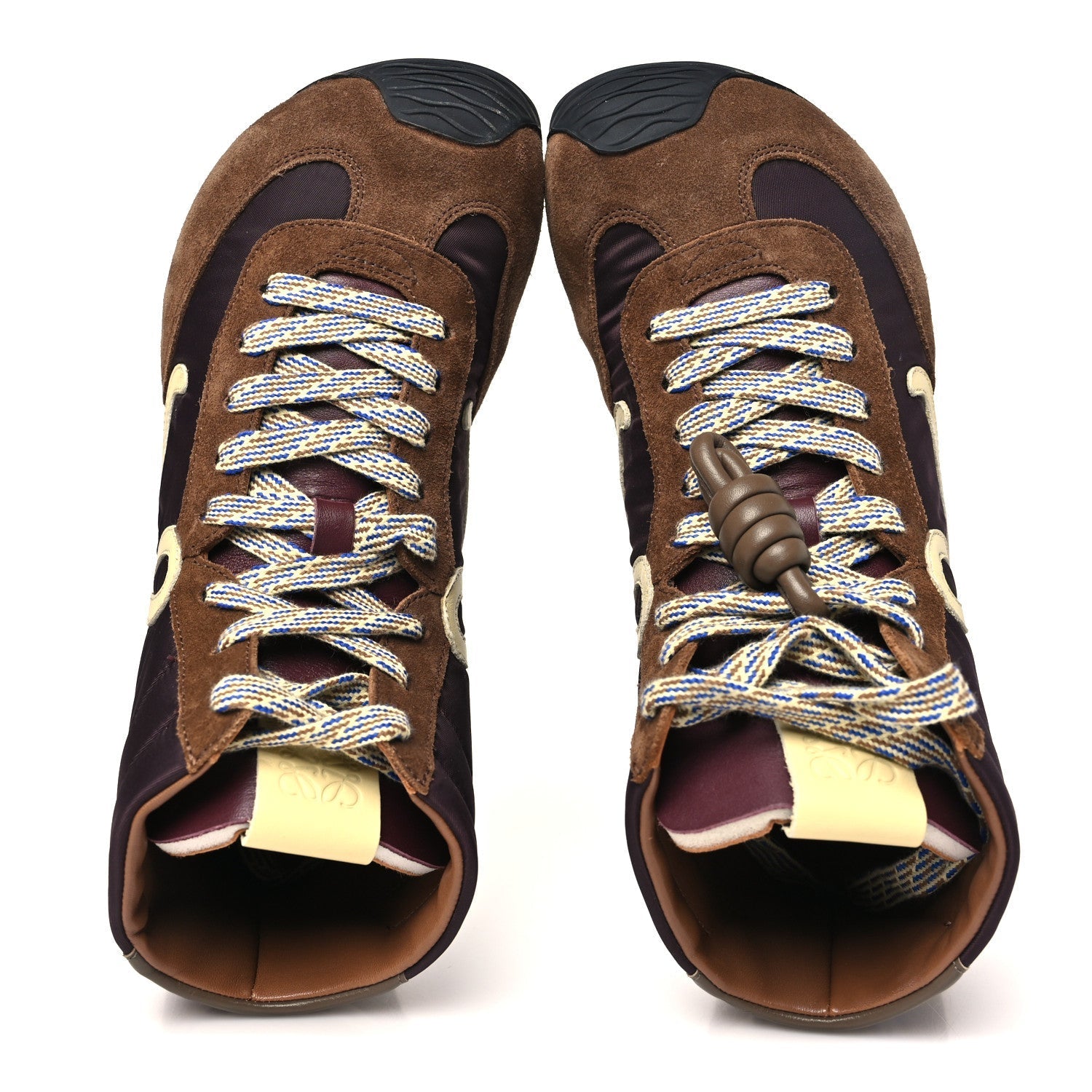 Nylon Suede Flow Runner 2.0 High Top Sneakers 37 Brown Yellow Blue