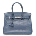 Matte Porosus Crocodile Birkin 30 Bleu Brighton